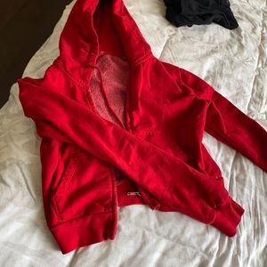 Red brandy Melville cropped zip up hoodie
